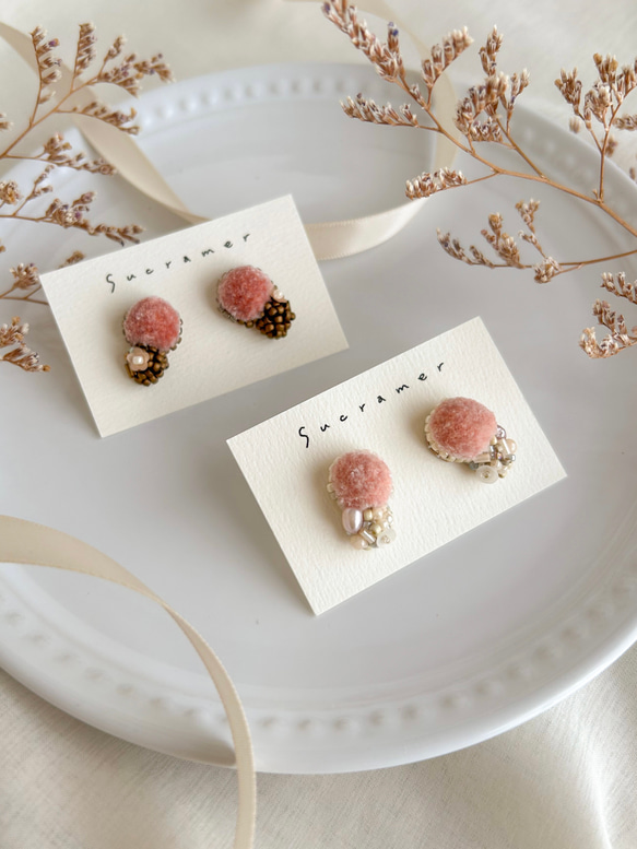 日常に彩りを【tsubomi】ピアス・イヤリング_dusty pink 6枚目の画像
