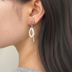 華やかパールの揺れるピアス・イヤリング_old rose 2枚目の画像