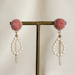 華やかパールの揺れるピアス・イヤリング_old rose 3枚目の画像