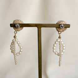 華やかパールの揺れるピアス・イヤリング_old rose 5枚目の画像