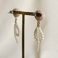 華やかパールの揺れるピアス・イヤリング_old rose 6枚目の画像