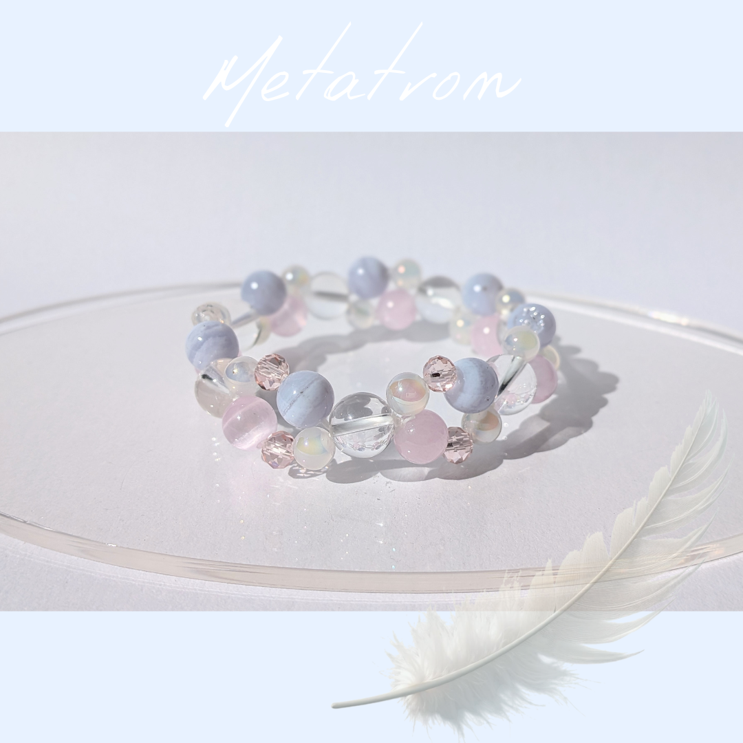 【５月の守護天使】大天使メタトロンのブレスレット /  天然石 / ブルーレースアゲート / セレナイト