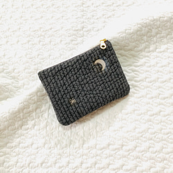 月と星屑　選べる　小さな保冷ポーチ　H11W15 ヌビポーチ　イブル　ヌビ　月刺繍　保冷ポーチ　ミニ　おやつポーチ　 2枚目の画像