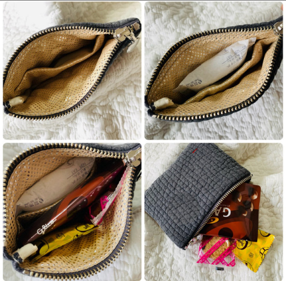 月と星屑　選べる　小さな保冷ポーチ　H11W15 ヌビポーチ　イブル　ヌビ　月刺繍　保冷ポーチ　ミニ　おやつポーチ　 5枚目の画像