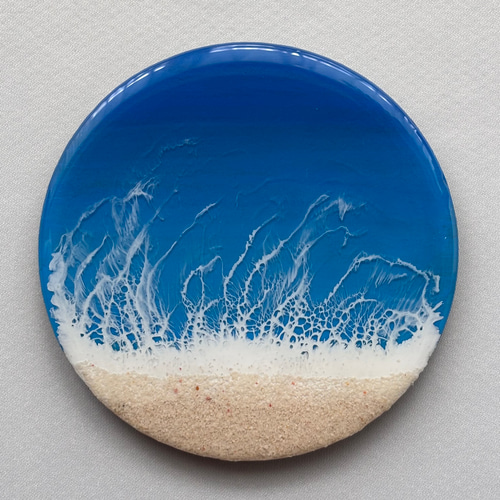 沖縄の海コースター モトブブルー 海レジン 波 オーシャンアート