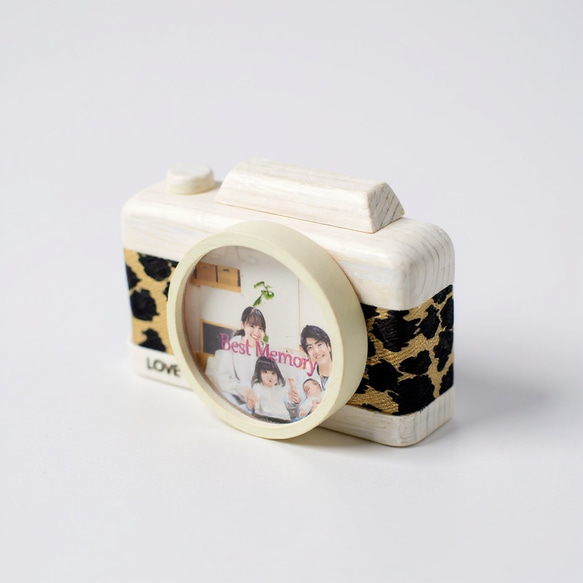 豹柄カメラ型マグネットフォトフレーム｜おしゃれな写真立て｜誕生日・記念日ギフトに 3枚目の画像