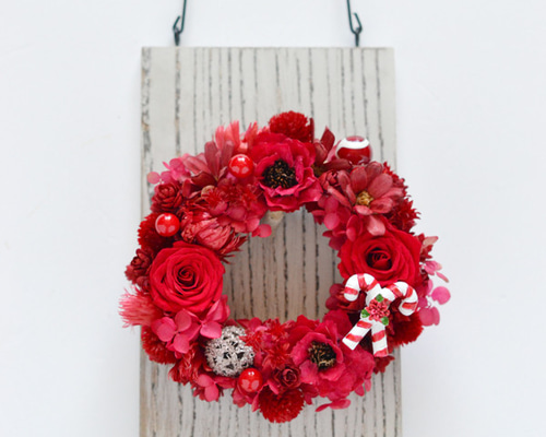 クリスマスレッドリース プリザーブドフラワー DRESS UP NY e-Shop