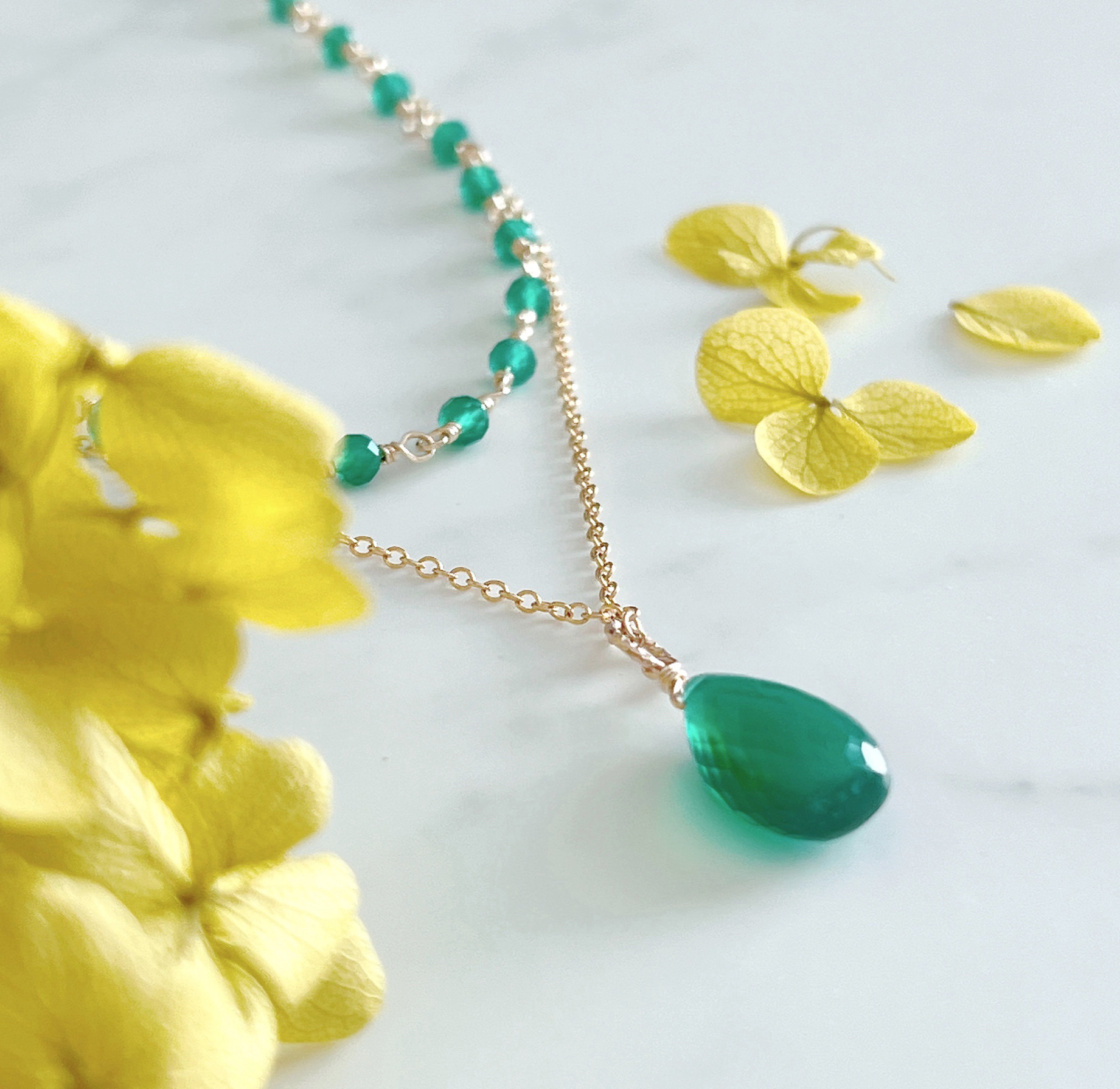 【14kgf】2点セット＊グリーンオニキスネックレス