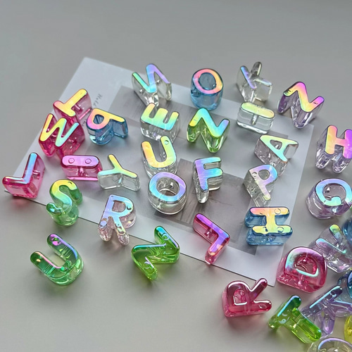 5個】6mm穴 イニシャル パーツ ハンドメイド ビーズ 材料 DIY パラ