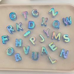 【5個】6mm穴　イニシャル　パーツ　ハンドメイド　ビーズ　材料　DIY  パラコード作品用　ブルー 1枚目の画像