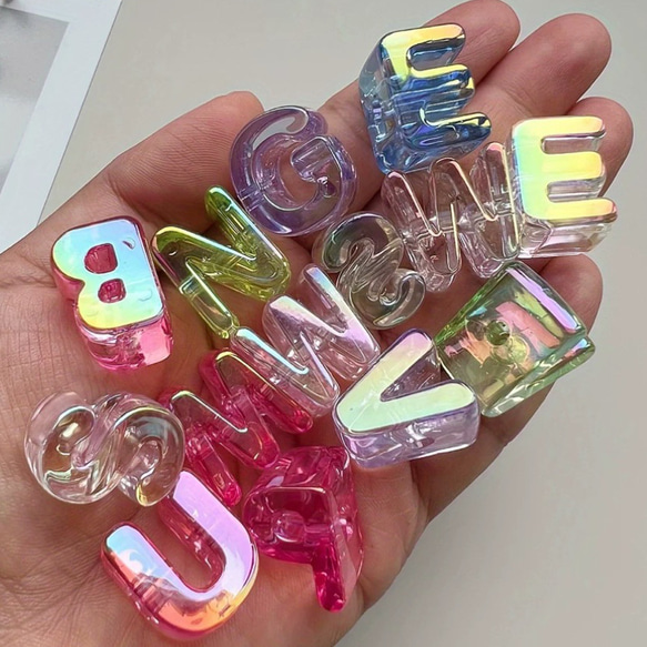 【5個】6mm穴　イニシャル　パーツ　ハンドメイド　ビーズ　材料　DIY  パラコード作品用　イェロー 5枚目の画像