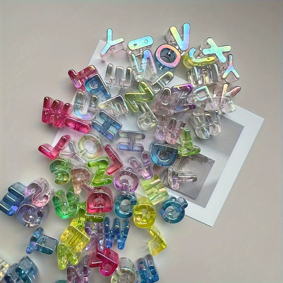 【5個】6mm穴　イニシャル　パーツ　ハンドメイド　ビーズ　材料　DIY  パラコード作品用　イェロー 6枚目の画像