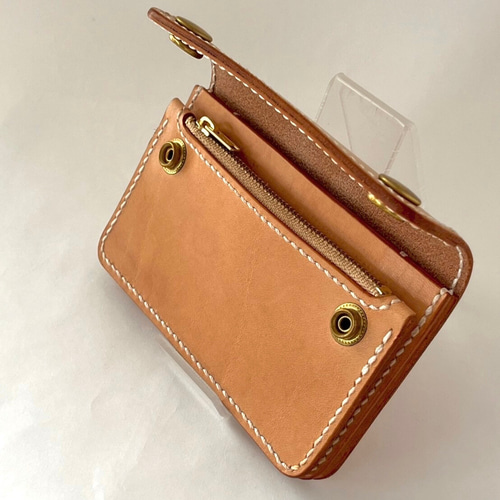 姫路レザー・手縫いミドルトラッカーウォレット／ メンズ レディース本