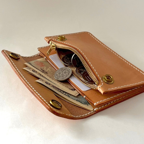 姫路レザー・手縫いミドルトラッカーウォレット／ メンズ レディース本