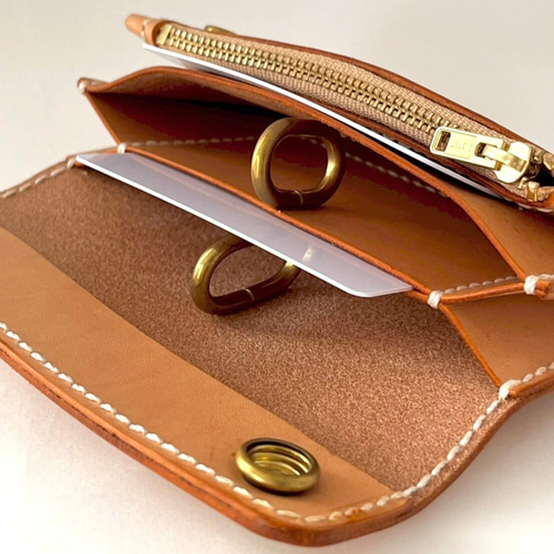 姫路レザー・手縫いミドルトラッカーウォレット／ メンズ レディース本