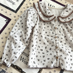 花柄コーデュロイセーラー襟ブラウス　秋服　子供服　キッズ服　韓国　ベビー服　80 90 100 コーデュロイ 4枚目の画像