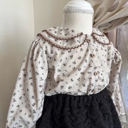 花柄コーデュロイセーラー襟ブラウス　秋服　子供服　キッズ服　韓国　ベビー服　80 90 100 コーデュロイ 2枚目の画像