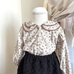 花柄コーデュロイセーラー襟ブラウス　秋服　子供服　キッズ服　韓国　ベビー服　80 90 100 コーデュロイ 1枚目の画像