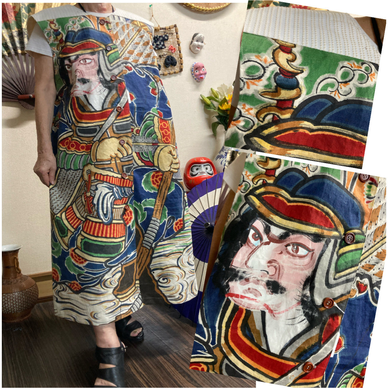 のぼり旗の前開きロングベスト　　　古布リメイク 16,790円