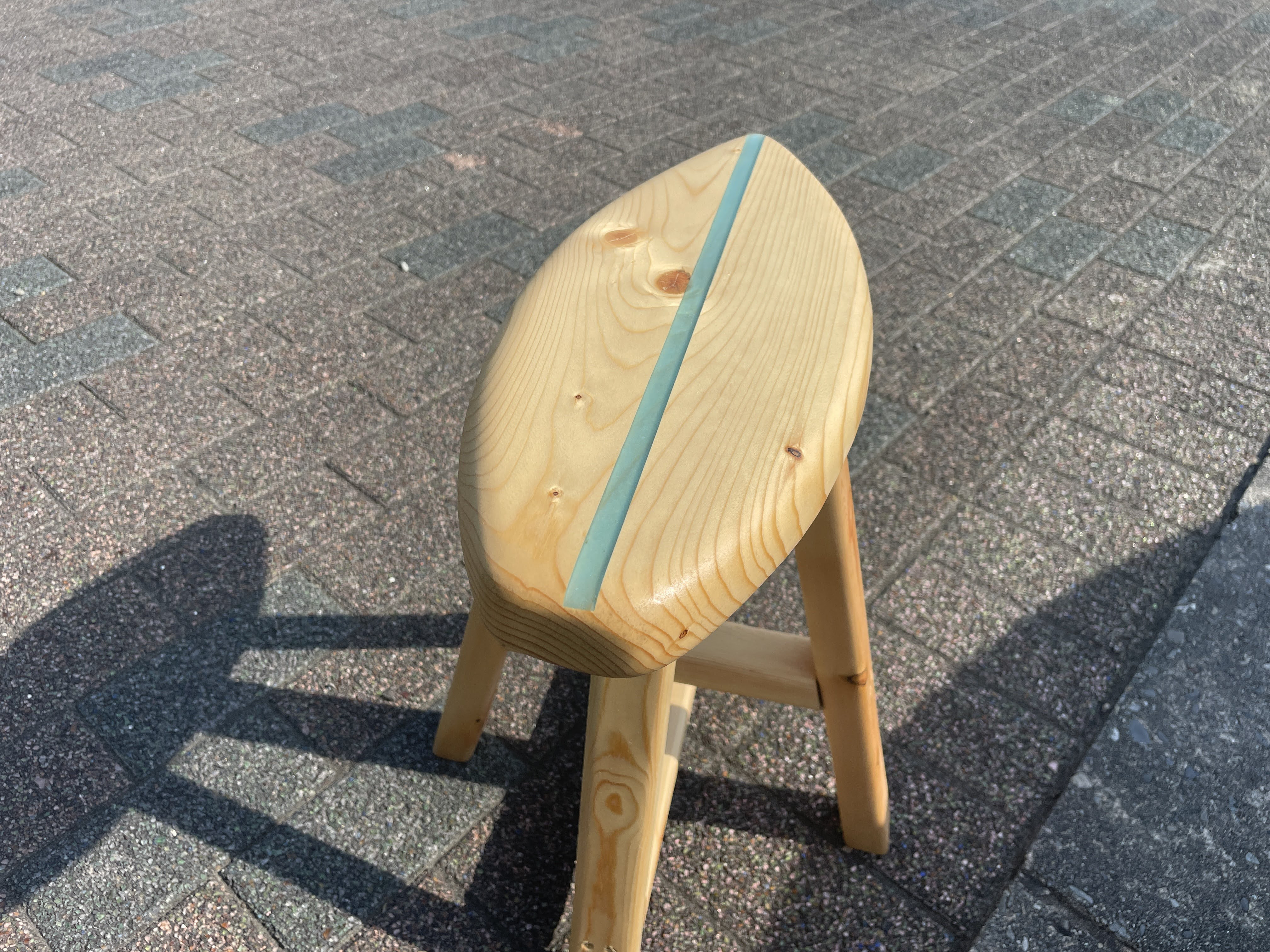 ショートボードスツール【シングル】【ウッド】【レジン】【サーフ】【インテリア】【花台】