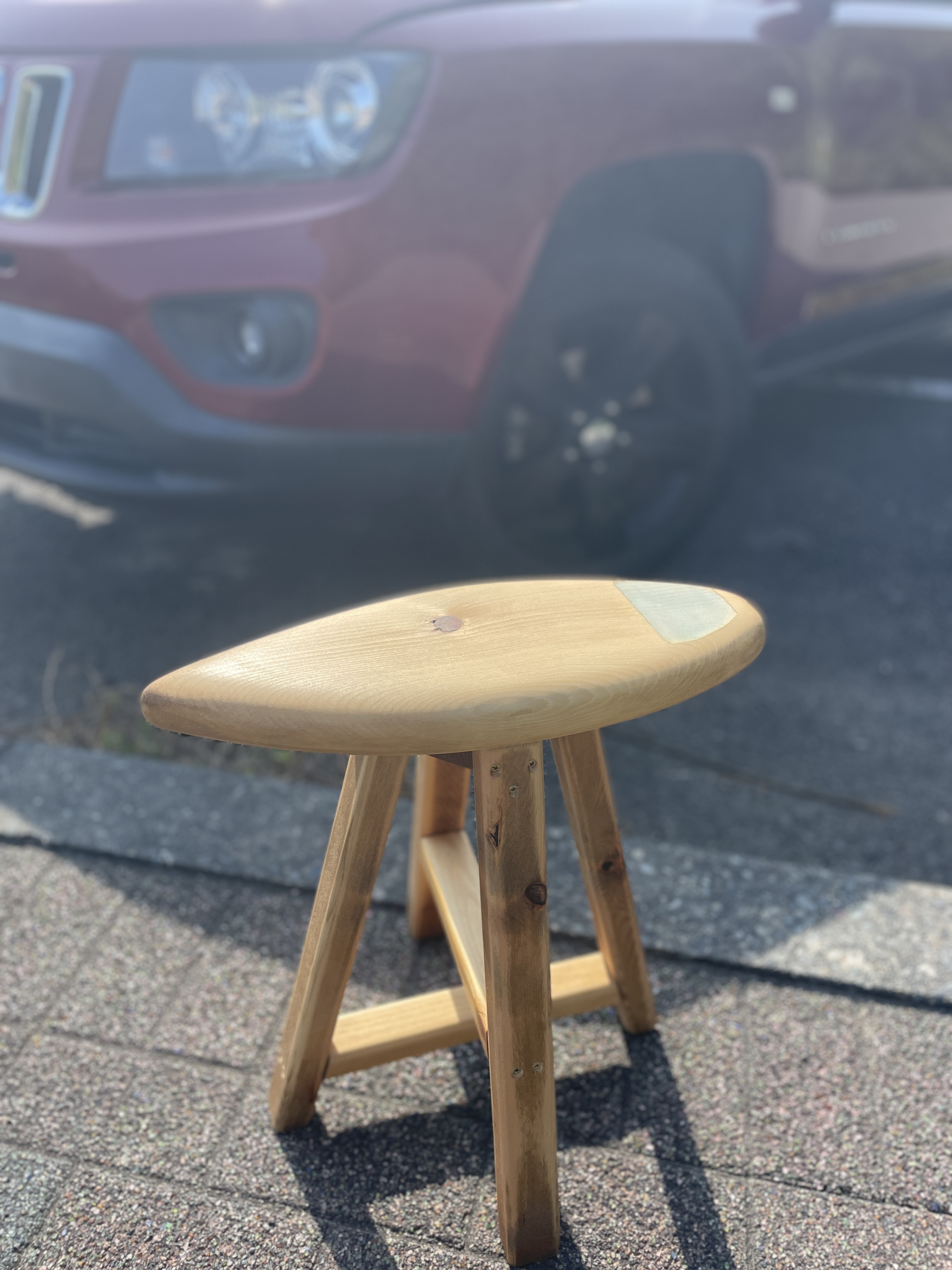 ショートボードスツール【デッキパット】【ウッド】【レジン】【サーフ】【インテリア】【花台】