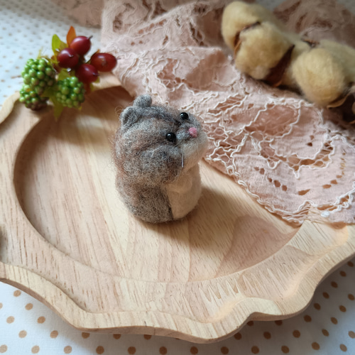 プクプクほっぺのジャンガリアンハムスターさん 羊毛フェルト 羊毛