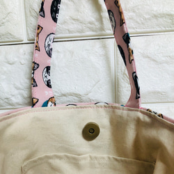 ❤️和柄ネコ柄ミニトートバッグ　ピンク❤️ 3枚目の画像