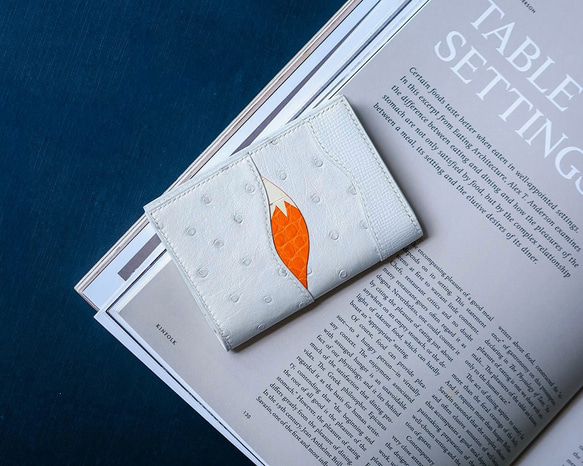 キツネ財布　ミニお財布　オーストリッチ 6枚目の画像