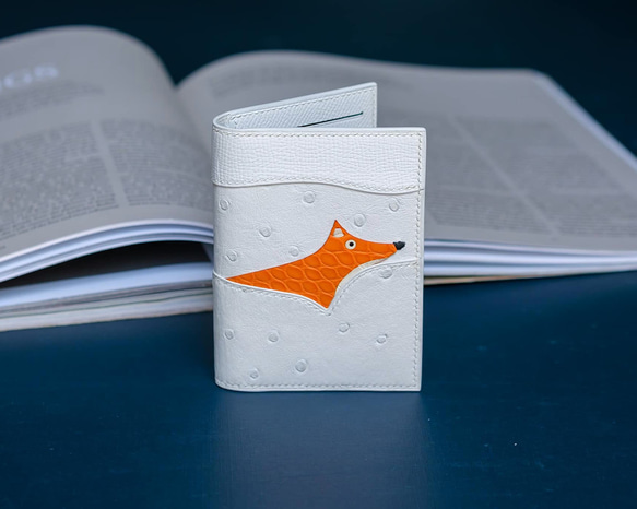 キツネ財布　ミニお財布　オーストリッチ 1枚目の画像