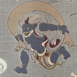 ◆半襟・半衿【風神雷神】薄墨色 4枚目の画像