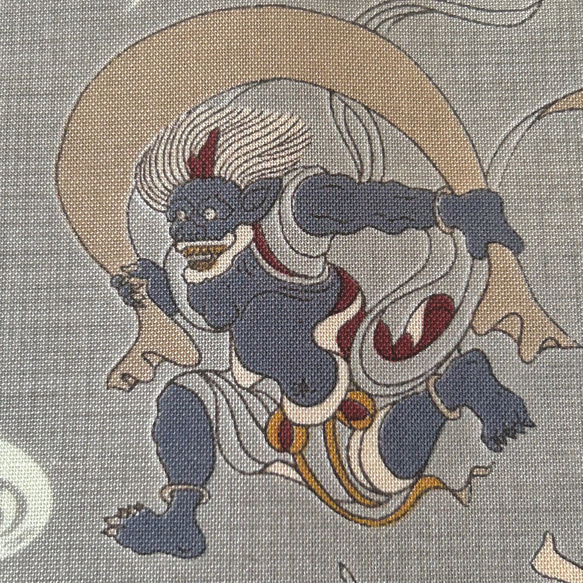 ◆半襟・半衿【風神雷神】薄墨色 4枚目の画像