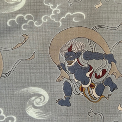 ◆半襟・半衿【風神雷神】薄墨色 3枚目の画像