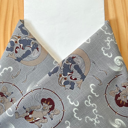 ◆半襟・半衿【風神雷神】薄墨色 1枚目の画像