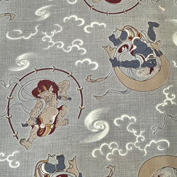 ◆半襟・半衿【風神雷神】薄墨色 2枚目の画像