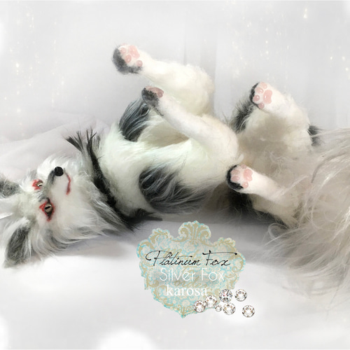 プラチナキツネ 銀狐 全身可動 完全オリジナル キツネ 狐 妖狐 羊毛