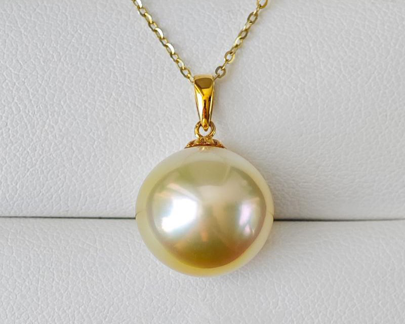 [ルミナ] 10-11mm天然南洋ゴールドビーズペンダント18Kゴールドネックレスシンプルクラシックハイエンドジュエリー光沢眩し