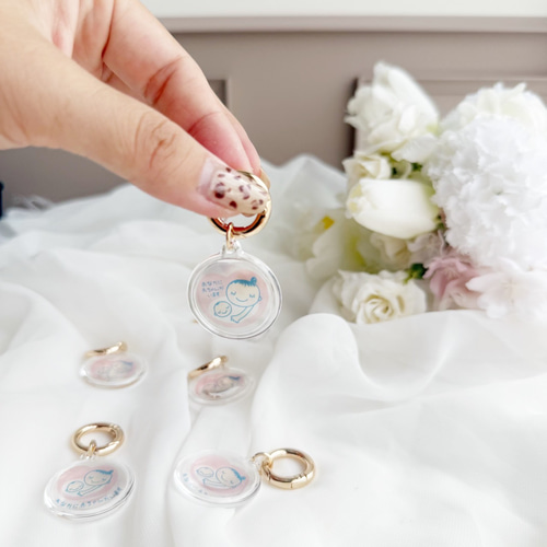マタニティマーク キーホルダー】クリアで上品♡小さめサイズ｜妊婦