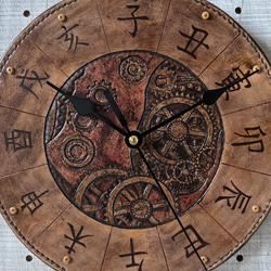 レザーカービング入り　掛け時計 レザーカービング入り 掛け時計