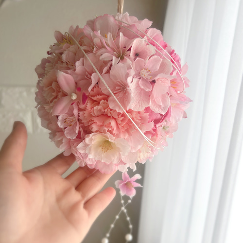 再販×2】桜ピンクのフラワーフライングボール 直径15cm フラワーボール