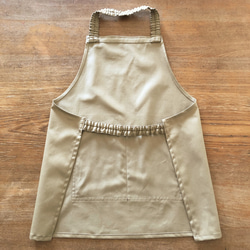 キッズエプロン 1人で着れる 子どもエプロン 140 子供エプロン 男の子エプロン 女の子エプロン 三角巾 モカベージュ 6枚目の画像