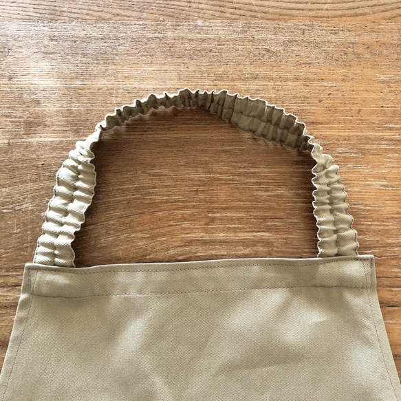 キッズエプロン 1人で着れる 子どもエプロン 140 子供エプロン 男の子エプロン 女の子エプロン 三角巾 モカベージュ 3枚目の画像