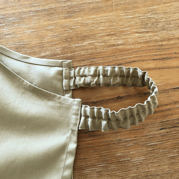 キッズエプロン 1人で着れる 子どもエプロン 140 子供エプロン 男の子エプロン 女の子エプロン 三角巾 モカベージュ 5枚目の画像