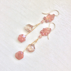 秋色アンデシンのロングピアス 2枚目の画像