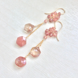 秋色アンデシンのロングピアス 4枚目の画像