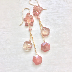 秋色アンデシンのロングピアス 1枚目の画像