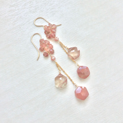 秋色アンデシンのロングピアス 3枚目の画像