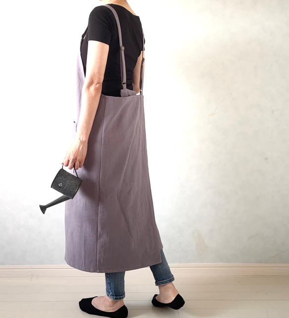 新色追加‼アジャスターで着心地満点！ラップ型エプロン ・スモーキーパープル 2枚目の画像