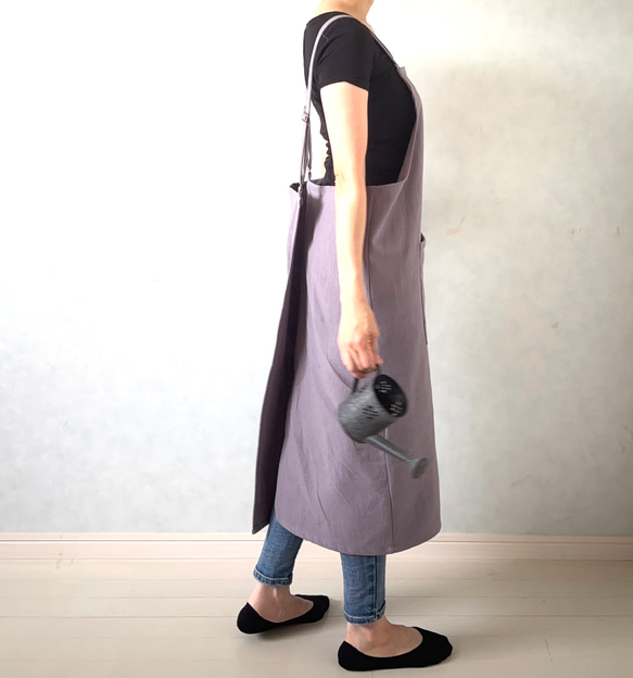 新色追加‼アジャスターで着心地満点！ラップ型エプロン ・スモーキーパープル 8枚目の画像