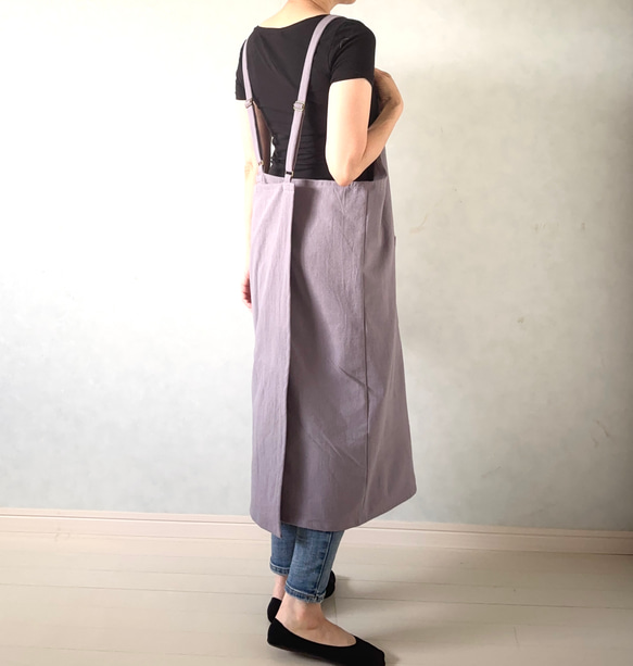 新色追加‼アジャスターで着心地満点！ラップ型エプロン ・スモーキーパープル 9枚目の画像