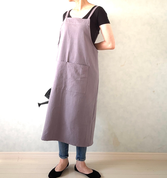新色追加‼アジャスターで着心地満点！ラップ型エプロン ・スモーキーパープル 12枚目の画像